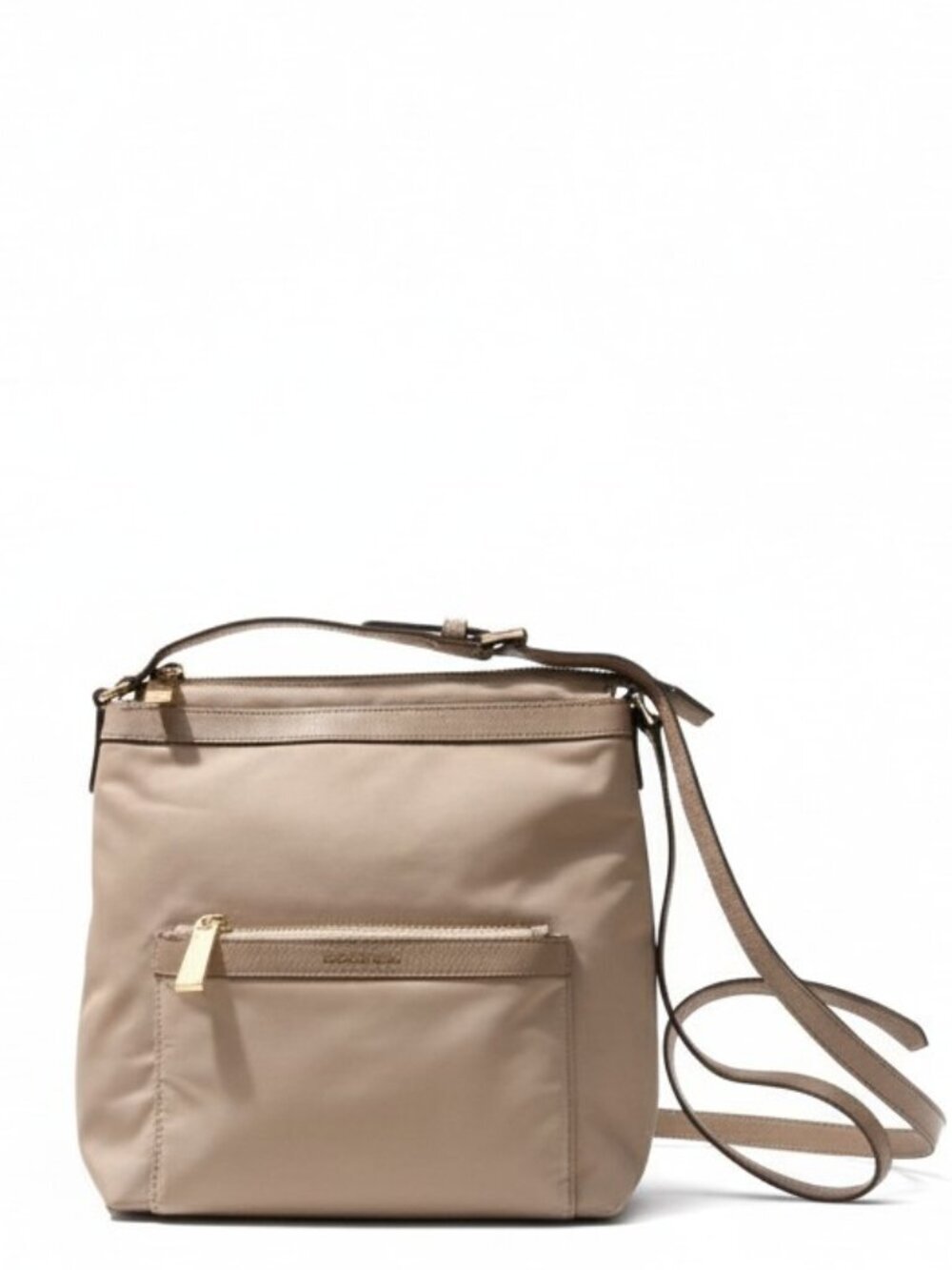 Michael Kors Beige Taupe Crossbody Bag Nylon with Leather Trim